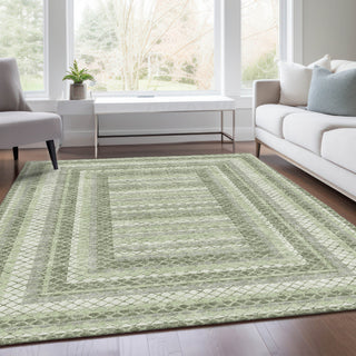 Piper Looms Chantille Geometric ACN2011 Aloe Machine Washable Area Rug Lifestyle Image Feature