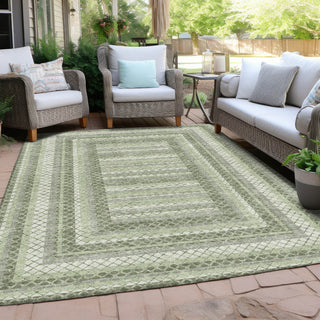 Piper Looms Chantille Geometric ACN2011 Aloe Machine Washable Area Rug Outdoor Lifestyle Image Feature