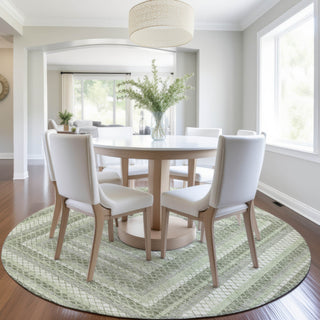 Piper Looms Chantille Geometric ACN2011 Aloe Machine Washable Area Rug Round Lifestyle Image Feature