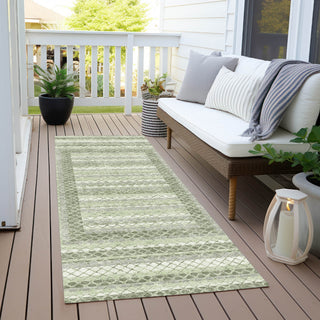 Piper Looms Chantille Geometric ACN2011 Aloe Machine Washable Area Rug Runner Outdoor Lifestyle Image Feature