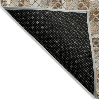 Piper Looms Chantille Geometric ACN2011 Chocolate Machine Washable Area Rug Backing Image