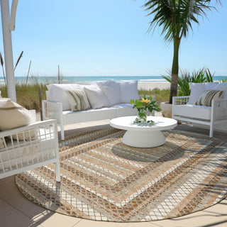 Piper Looms Chantille Geometric ACN2011 Chocolate Machine Washable Area Rug Round Outdoor Lifestyle Image Feature