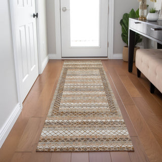 Piper Looms Chantille Geometric ACN2011 Chocolate Machine Washable Area Rug Runner Lifestyle Image Feature