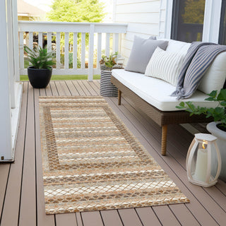 Piper Looms Chantille Geometric ACN2011 Chocolate Machine Washable Area Rug Runner Outdoor Lifestyle Image Feature