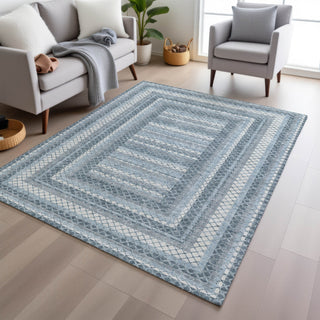 Piper Looms Chantille Geometric ACN2011 Denim Machine Washable Area Rug Lifestyle Image Feature