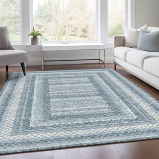 Piper Looms Chantille Geometric ACN2011 Denim Machine Washable Area Rug Lifestyle Image Feature