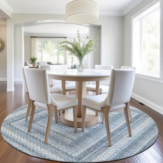 Piper Looms Chantille Geometric ACN2011 Denim Machine Washable Area Rug Round Lifestyle Image Feature