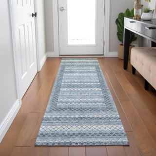 Piper Looms Chantille Geometric ACN2011 Denim Machine Washable Area Rug Runner Lifestyle Image Feature