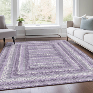 Piper Looms Chantille Geometric ACN2011 Lavender Machine Washable Area Rug Lifestyle Image Feature