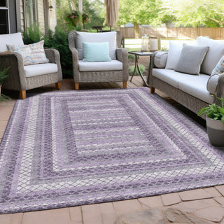 Piper Looms Chantille Geometric ACN2011 Lavender Machine Washable Area Rug Outdoor Lifestyle Image Feature