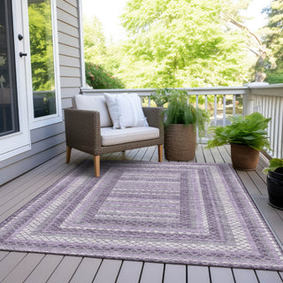 Piper Looms Chantille Geometric ACN2011 Lavender Machine Washable Area Rug Outdoor Lifestyle Image Feature