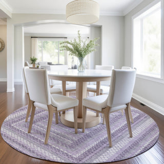 Piper Looms Chantille Geometric ACN2011 Lavender Machine Washable Area Rug Round Lifestyle Image Feature