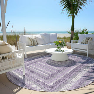 Piper Looms Chantille Geometric ACN2011 Lavender Machine Washable Area Rug Round Outdoor Lifestyle Image Feature