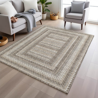 Piper Looms Chantille Geometric ACN2011 Taupe Machine Washable Area Rug Lifestyle Image Feature