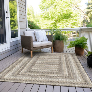 Piper Looms Chantille Geometric ACN2011 Taupe Machine Washable Area Rug Outdoor Lifestyle Image Feature