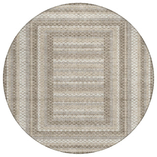 Piper Looms Chantille Geometric ACN2011 Taupe Machine Washable Area Rug Round Main Image