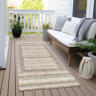 Piper Looms Chantille Geometric ACN2011 Taupe Machine Washable Area Rug Runner Outdoor Lifestyle Image Feature