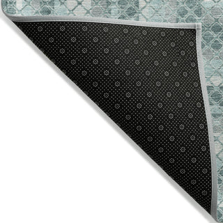 Piper Looms Chantille Geometric ACN2011 Teal Machine Washable Area Rug Backing Image
