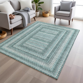 Piper Looms Chantille Geometric ACN2011 Teal Machine Washable Area Rug Lifestyle Image Feature