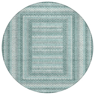 Piper Looms Chantille Geometric ACN2011 Teal Machine Washable Area Rug Round Main Image
