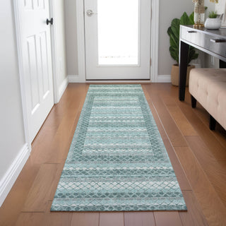 Piper Looms Chantille Geometric ACN2011 Teal Machine Washable Area Rug Runner Lifestyle Image Feature