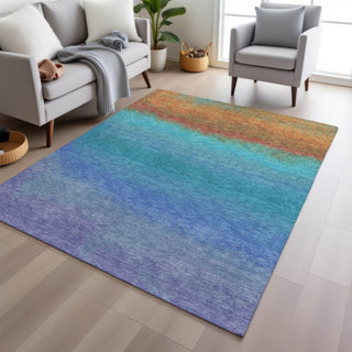 Piper Looms Chantille Ombre ACN2012 Aqua Machine Washable Area Rug Lifestyle Image Feature
