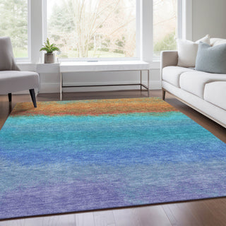 Piper Looms Chantille Ombre ACN2012 Aqua Machine Washable Area Rug Lifestyle Image Feature