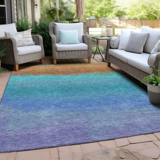 Piper Looms Chantille Ombre ACN2012 Aqua Machine Washable Area Rug Outdoor Lifestyle Image Feature