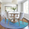 Piper Looms Chantille Ombre ACN2012 Aqua Machine Washable Area Rug Round Lifestyle Image Feature