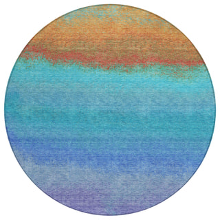 Piper Looms Chantille Ombre ACN2012 Aqua Machine Washable Area Rug Round Main Image