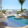 Piper Looms Chantille Ombre ACN2012 Aqua Machine Washable Area Rug Round Outdoor Lifestyle Image Feature