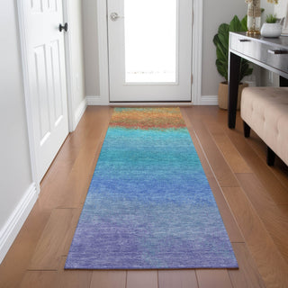 Piper Looms Chantille Ombre ACN2012 Aqua Machine Washable Area Rug Runner Lifestyle Image Feature