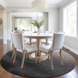 Piper Looms Chantille Ombre ACN2012 Black Machine Washable Area Rug Round Lifestyle Image Feature
