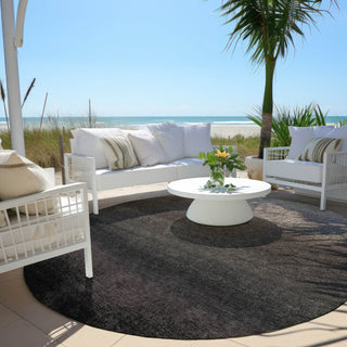 Piper Looms Chantille Ombre ACN2012 Black Machine Washable Area Rug Round Outdoor Lifestyle Image Feature