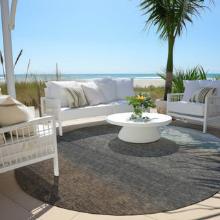Piper Looms Chantille Ombre ACN2012 Brown Machine Washable Area Rug Round Outdoor Lifestyle Image Feature