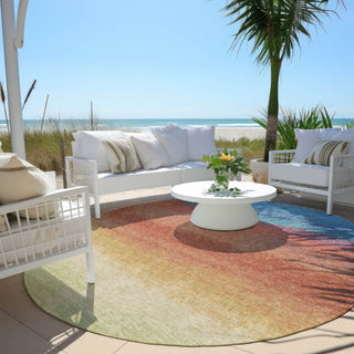 Piper Looms Chantille Ombre ACN2012 Coral Machine Washable Area Rug Round Outdoor Lifestyle Image Feature