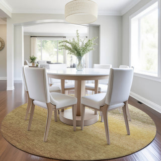 Piper Looms Chantille Ombre ACN2012 Gold Machine Washable Area Rug Round Lifestyle Image Feature