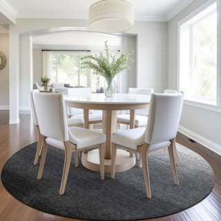 Piper Looms Chantille Ombre ACN2012 Gray Machine Washable Area Rug Round Lifestyle Image Feature