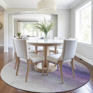Piper Looms Chantille Ombre ACN2012 Lavender Machine Washable Area Rug Round Lifestyle Image Feature