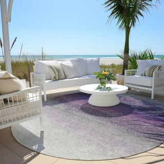 Piper Looms Chantille Ombre ACN2012 Lavender Machine Washable Area Rug Round Outdoor Lifestyle Image Feature
