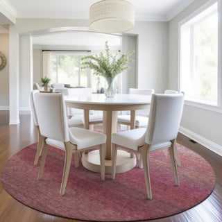 Piper Looms Chantille Ombre ACN2012 Red Machine Washable Area Rug Round Lifestyle Image Feature