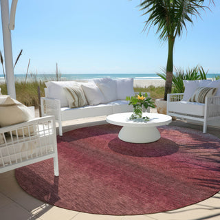 Piper Looms Chantille Ombre ACN2012 Red Machine Washable Area Rug Round Outdoor Lifestyle Image Feature