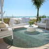 Piper Looms Chantille Ombre ACN2012 Seafoam Machine Washable Area Rug Round Outdoor Lifestyle Image Feature