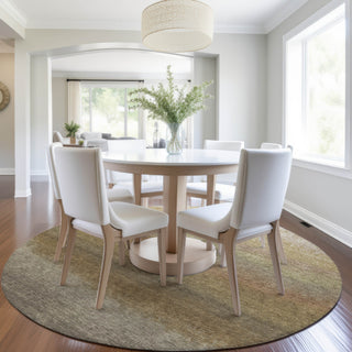 Piper Looms Chantille Ombre ACN2012 Taupe Machine Washable Area Rug Round Lifestyle Image Feature