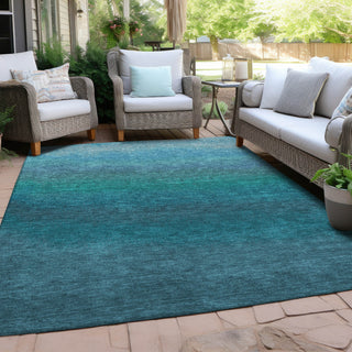 Piper Looms Chantille Ombre ACN2012 Teal Machine Washable Area Rug Outdoor Lifestyle Image Feature