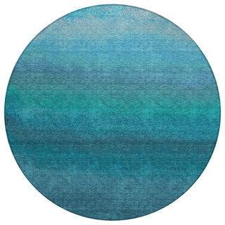 Piper Looms Chantille Ombre ACN2012 Teal Machine Washable Area Rug Round Main Image