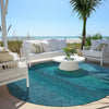 Piper Looms Chantille Ombre ACN2012 Teal Machine Washable Area Rug Round Outdoor Lifestyle Image Feature