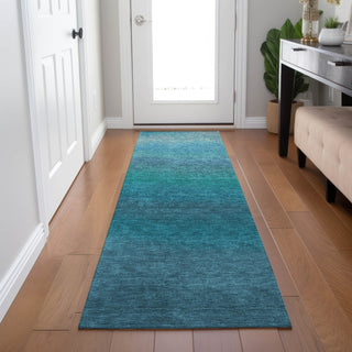 Piper Looms Chantille Ombre ACN2012 Teal Machine Washable Area Rug Runner Lifestyle Image Feature
