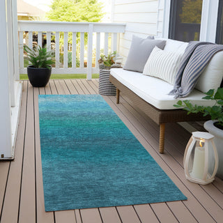 Piper Looms Chantille Ombre ACN2012 Teal Machine Washable Area Rug Runner Outdoor Lifestyle Image Feature