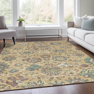 Piper Looms Chantille Global ACN2013 Gold Machine Washable Area Rug Lifestyle Image Feature